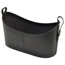 Black Buffalo Leather Scoop Magazine Basket